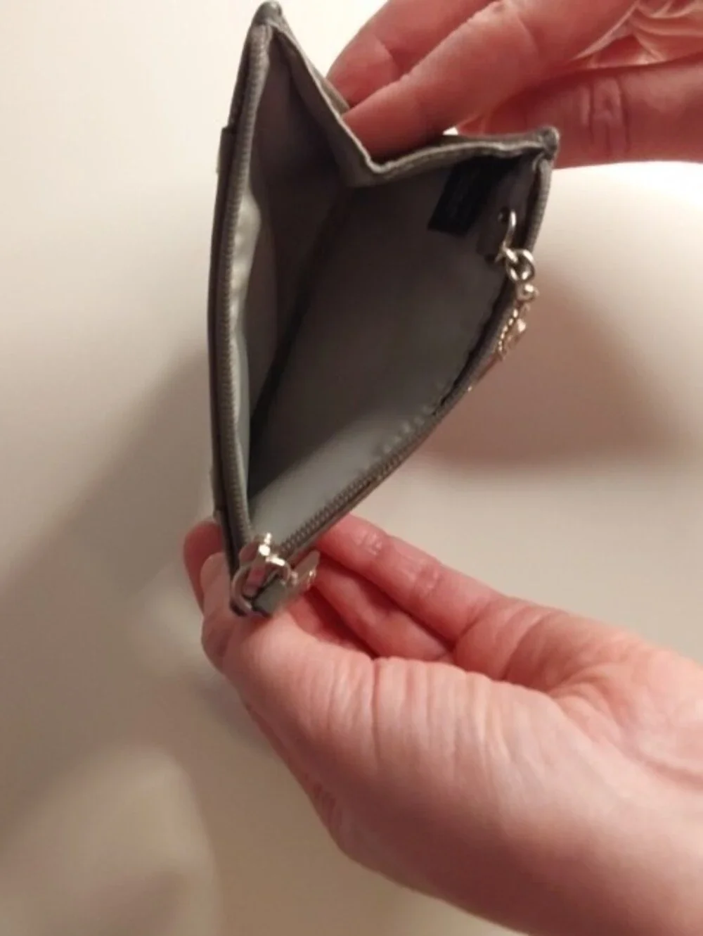 Coach Gray Signature Card Case with Keyring